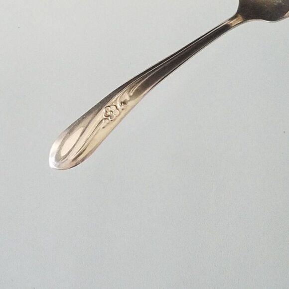 H&T Mfg Co 1940 Meadow Flower Pattern Condiment Serving Spoon Silverplated - Picture 3 of 11